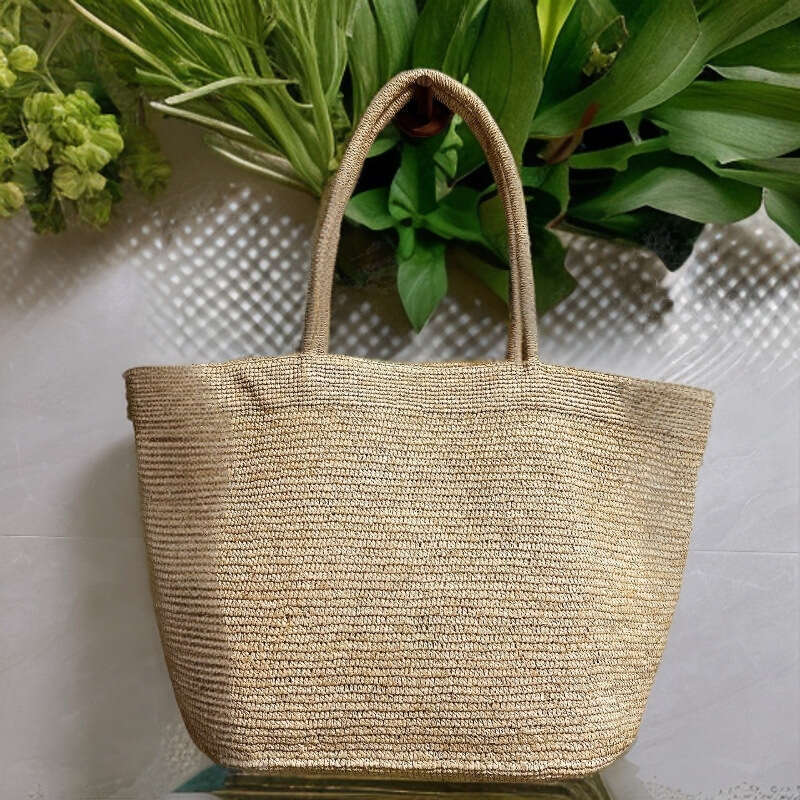 Totebag Shoulder ROSE NOIRE Summer Simple Handmade Woven Tote For Women Beach Vacation Large Capacity Handheld Bag Straw