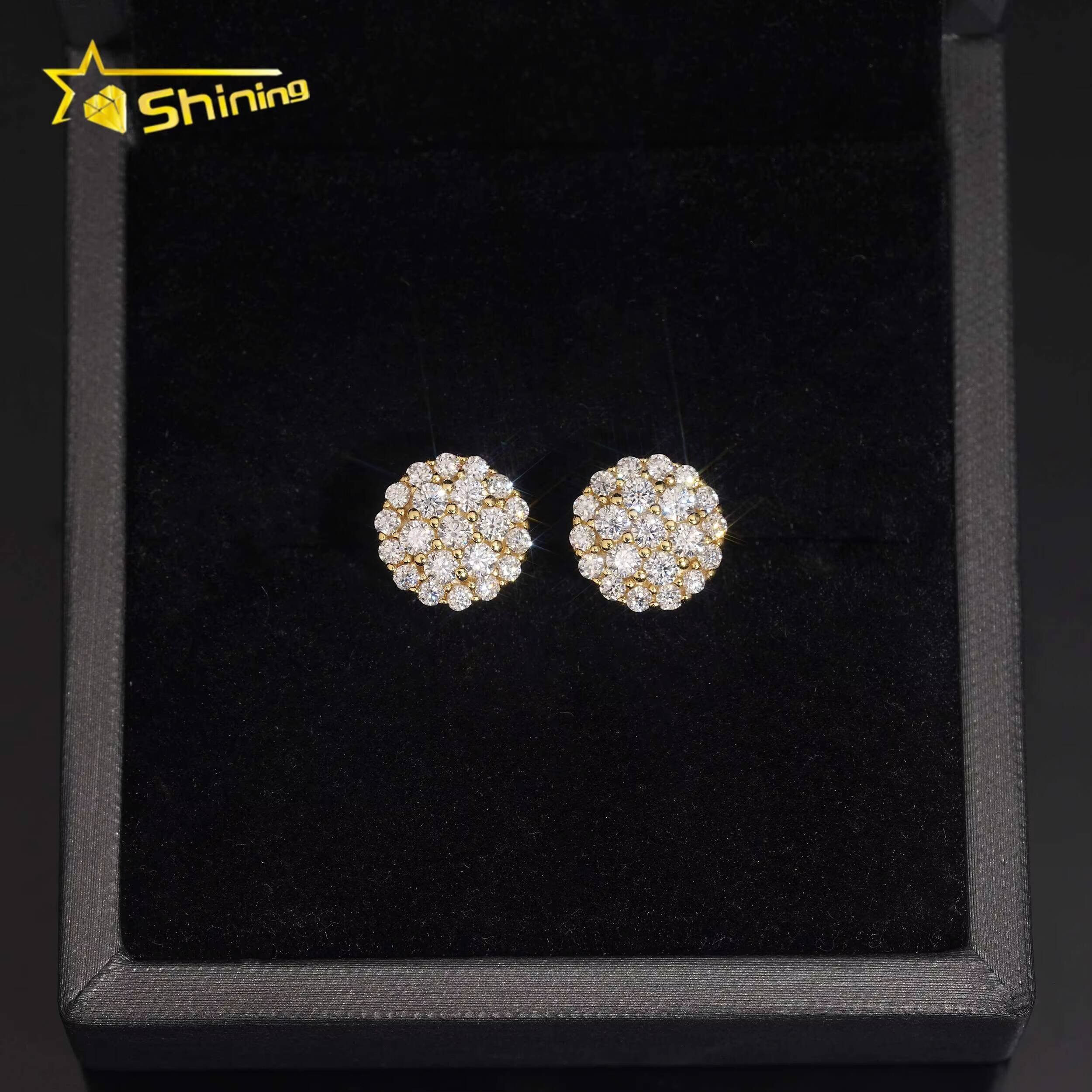 Wholesale Factory Direct 925 Sterling Silver Iced Out Hip Hop Diamond Moissanite Earrings for Men