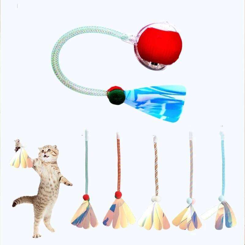 New Interactive Toys Automatic Rolling Ball Faux Tail Rechargeable Smart Pet Electric Toy Cat Training Imitate Mouse
