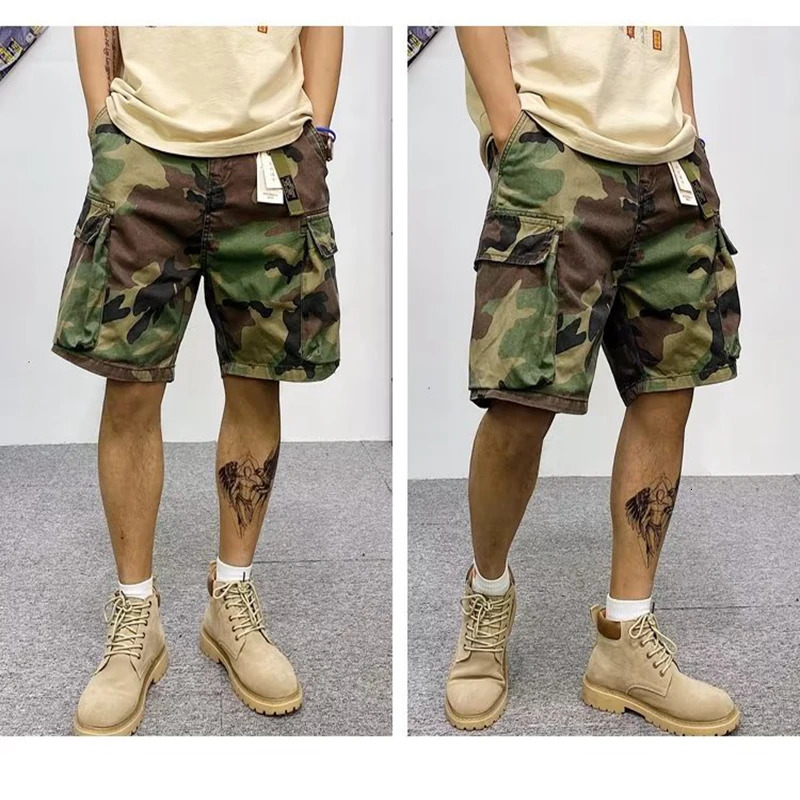 Cargo Shorts Mens Summer Cotton Army Tactical Camouflage Multi-pocket Casual Short Pants Loose Military Shorts Men 260330