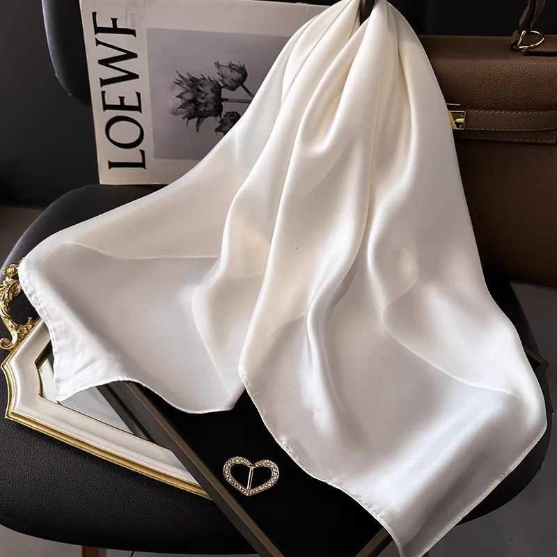 70cm Solid Neckerchief Hijab Scarf For Wen Silk Satin band Hair Scarves Fem Square Shawls Scarfs For Ladies X2603281