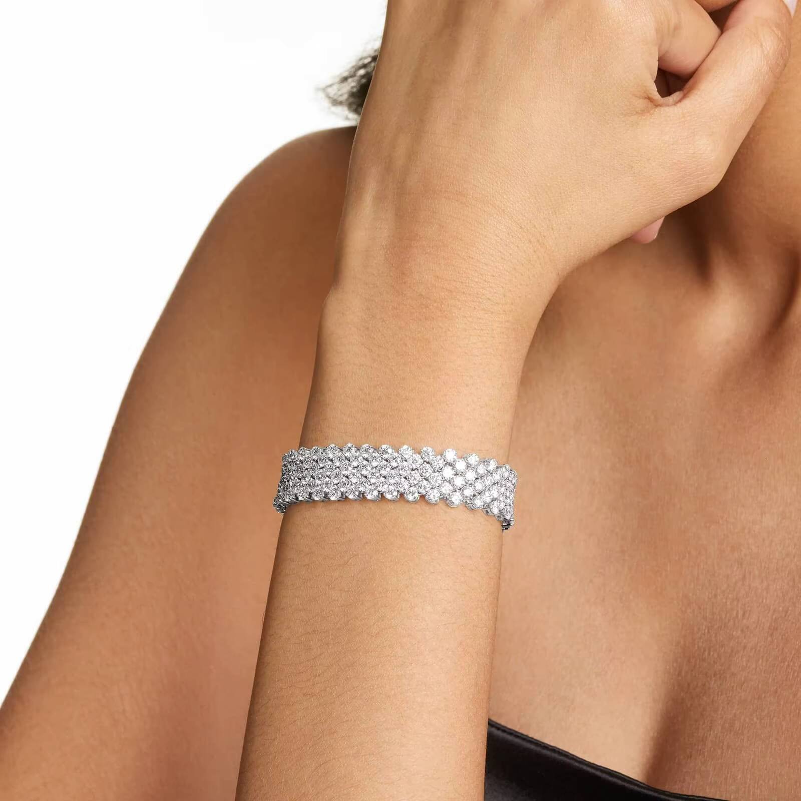Diamond Cuff Bracelets with Round Cut Moissanite Diamond Bracelet For Every Place