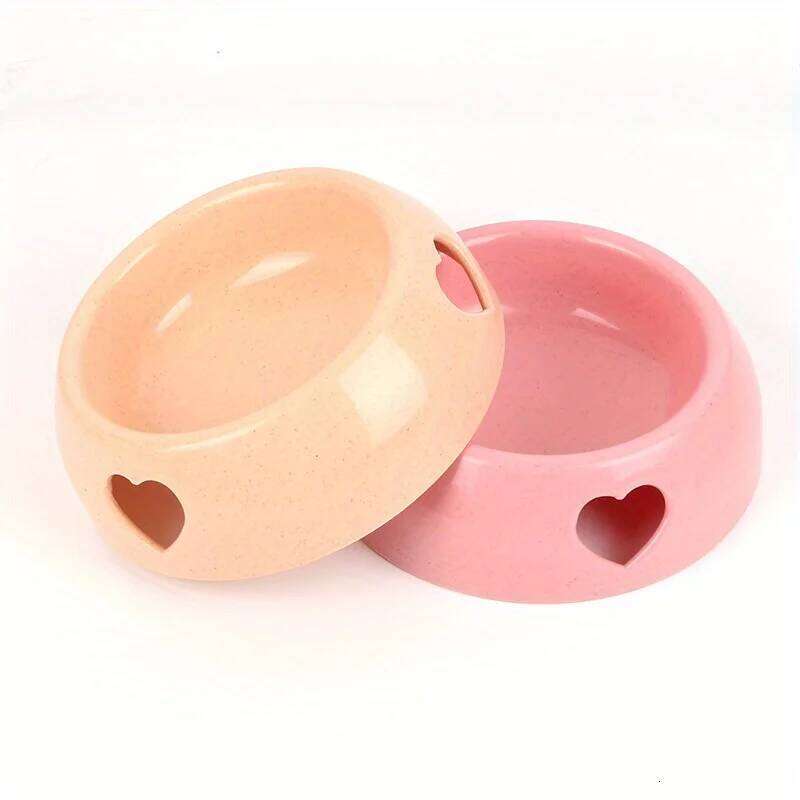 Large-sized Heart-shaped Hollow Plastic Dog Cat Feeding and Watering Single High-quality Pet Bowl 26W0330