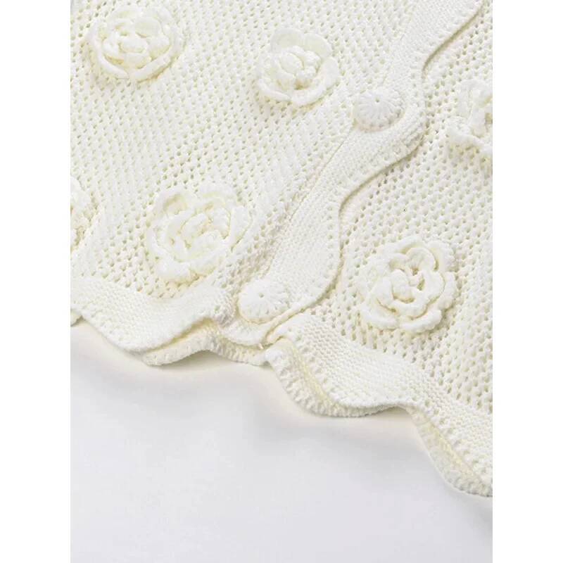 EACA White Flowers Sweet Wisps Empty 2024 Pre-fall Casual Age Reduction All-match V-neck Sweater Jacket