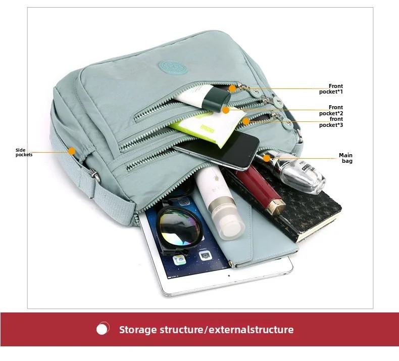 Multilayer shoulder messenger bag light cloth backpack Oxford womens canvas large capacity mother wa 260317
