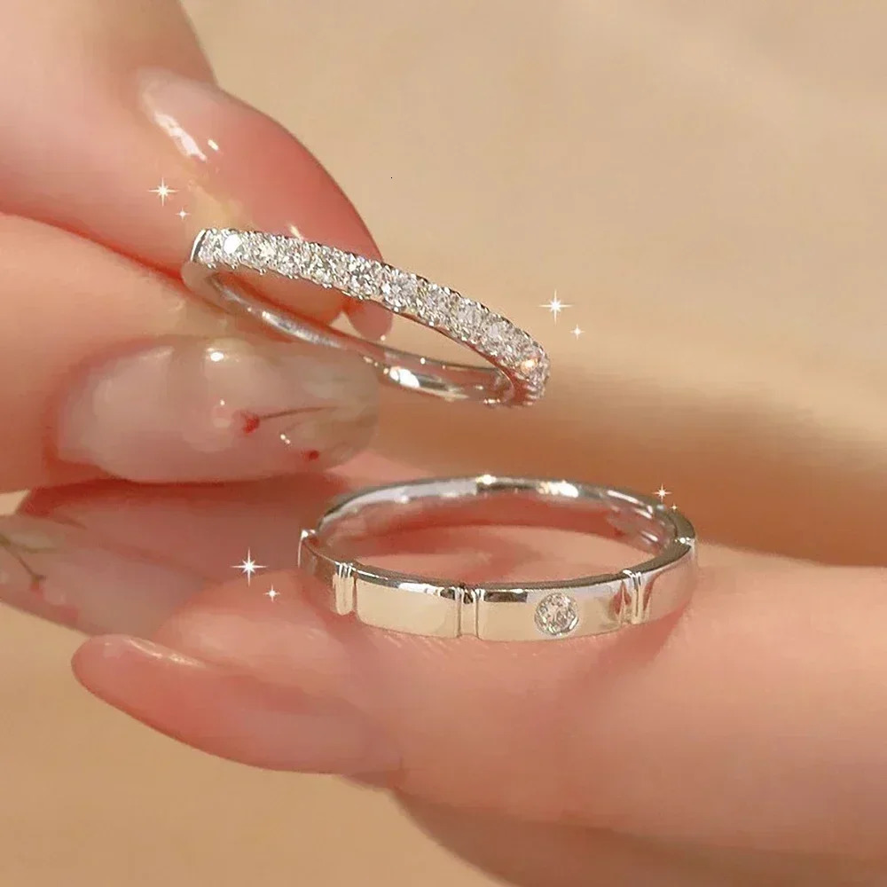 15/m Full Diamond Couple Ring Certified 100 925 Sterling Silver Engagement Ring Set Band For Women Men 260324