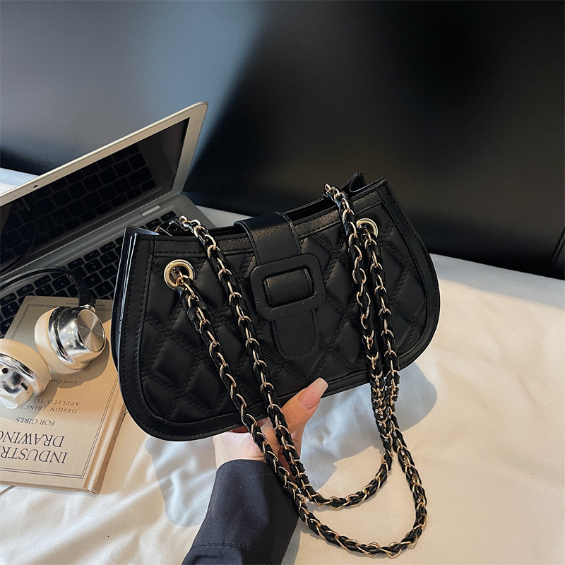 Free Shipping High Value Diamond-pattern chain 2026 new fashion color-blocking textured underarm stylish trendy crossbody bag for women