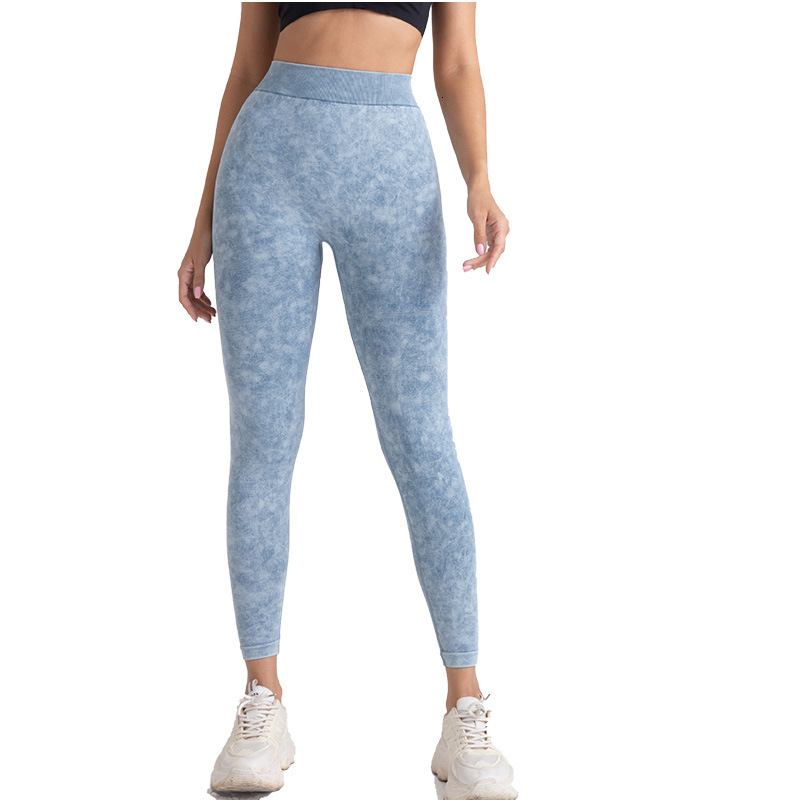 European and American V-waist sand-washed seamless yoga pants, peach butt-lifting elastic fitness pants, high-waisted tight-fitting yoga leggings