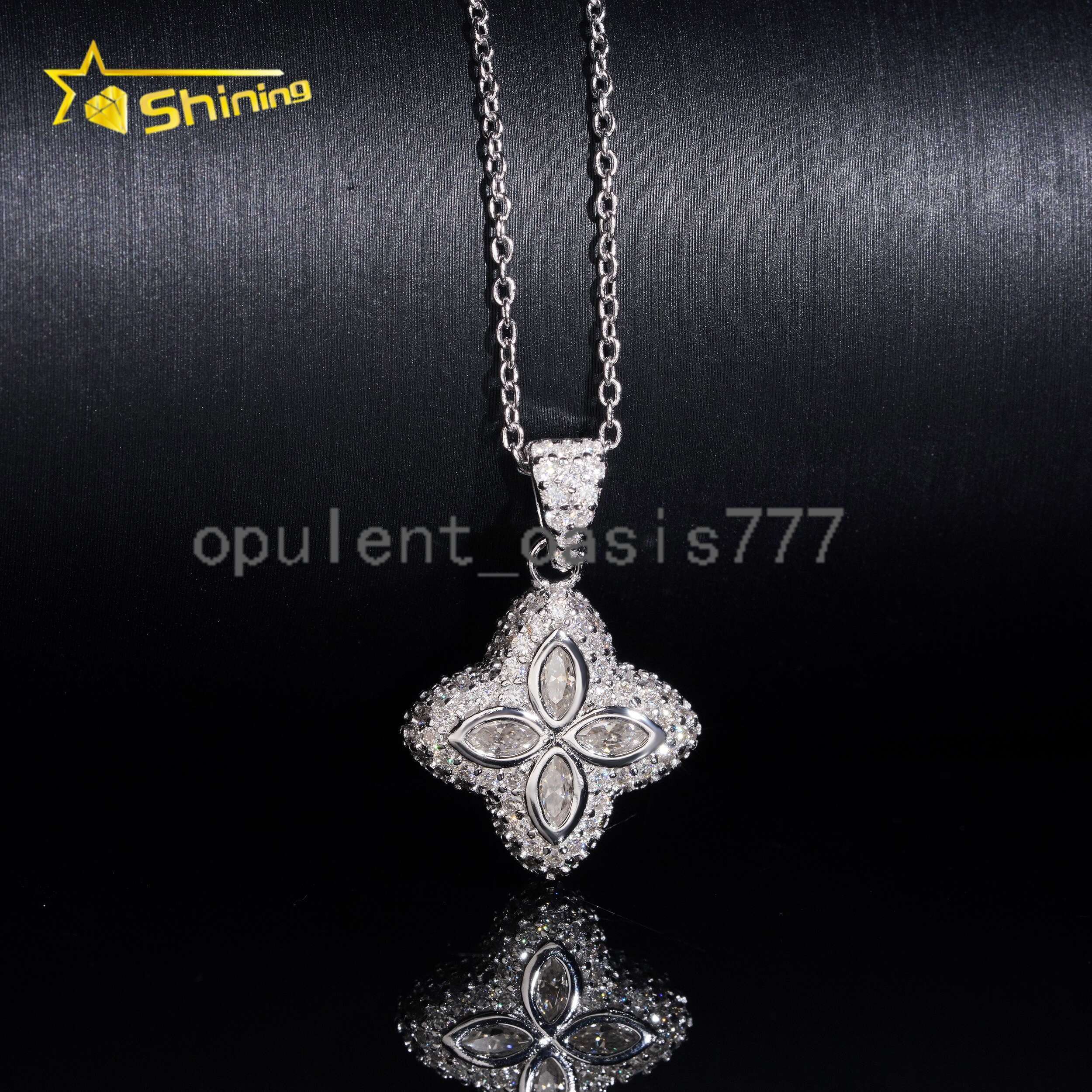 No Tarrifs USA Warehouse Stocks GRA Certification 925 Sterling Silver Hip Hop Iced Out VVS Moissanite Diamond Clover Pendant