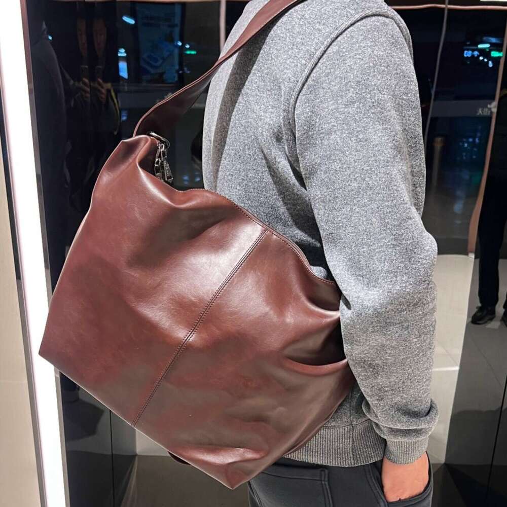 European Style Casual Men S Crossbody Large Capacity Soft Leather Tote Commuter Shoulder Bag Youth Motorcycle Riding Bag High Quality Luxury Bag