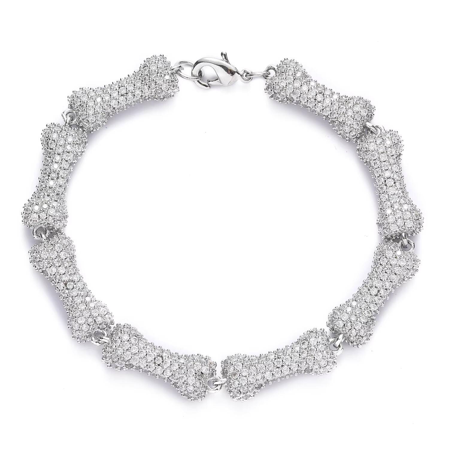 High Quality Hip Hop Bone Cuban Chain Bracelet Jewelry Iced Out Moissanite Diamond 10mm Cuban Link Chain Bracelet for Men Women