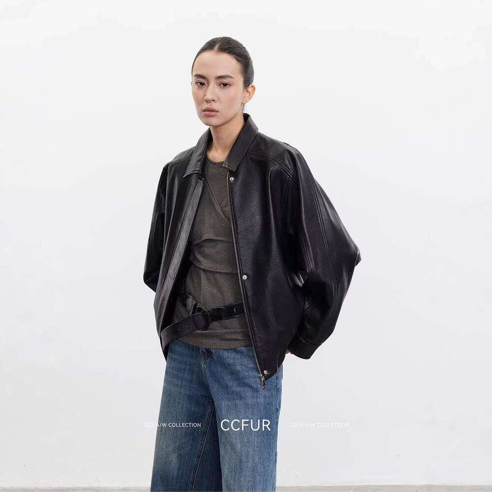 Spring 2026 New Haining Sheepskin Genuine Leather Motorcycle Jacket Short Coat Qipao Hanfu Silk
