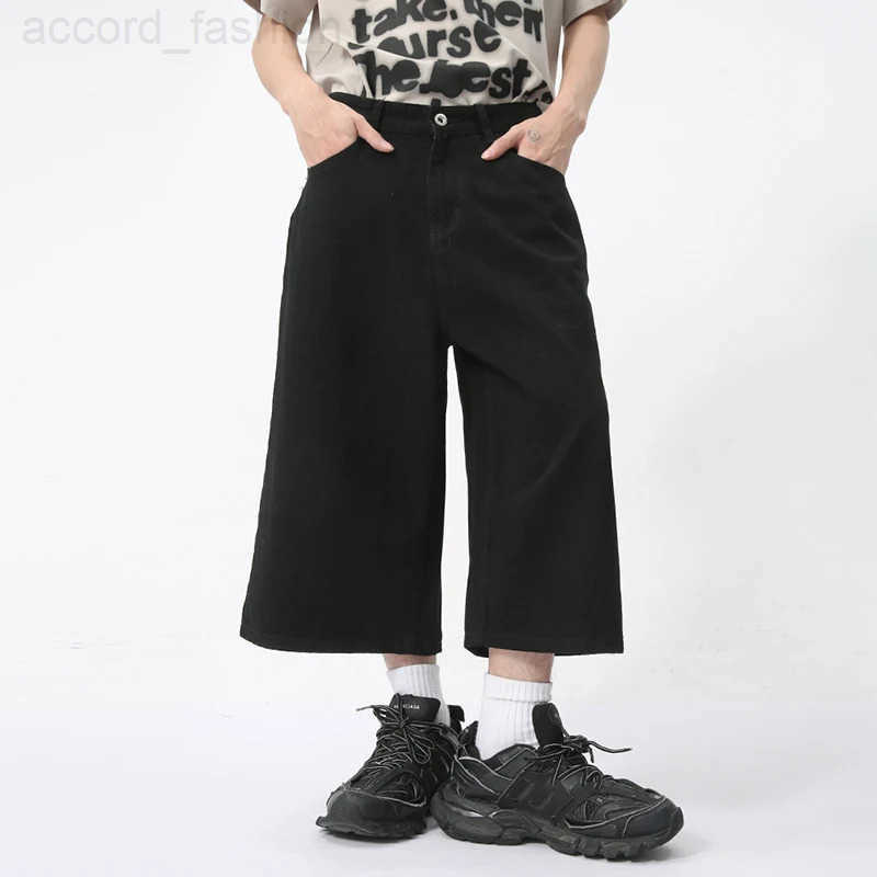 IEFB Mens Wear New Fashion Mens Jorts Summer New American Loose Solid Color Denim Shorts Male Trend 2026 Baggy Bottoms 9C5970 H260330