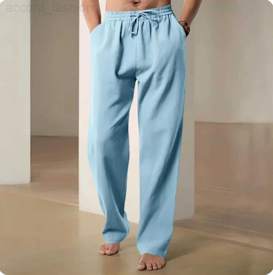 Cotton and linen pants men summer straight leg casual quick drying sports pants men wide leg oversized linen pants 2025 new item H260330