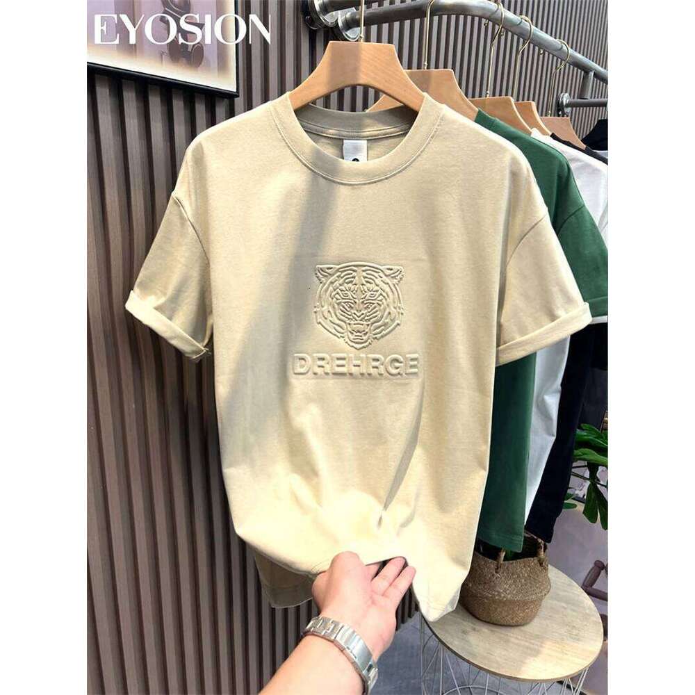 T Shirt Mens Designer Men Summer New Men's T-Shirt Short Sleeved O-Neck 3D Letter Tiger Printed Washed Old Retro Pure Cotton Loose Couples Casual