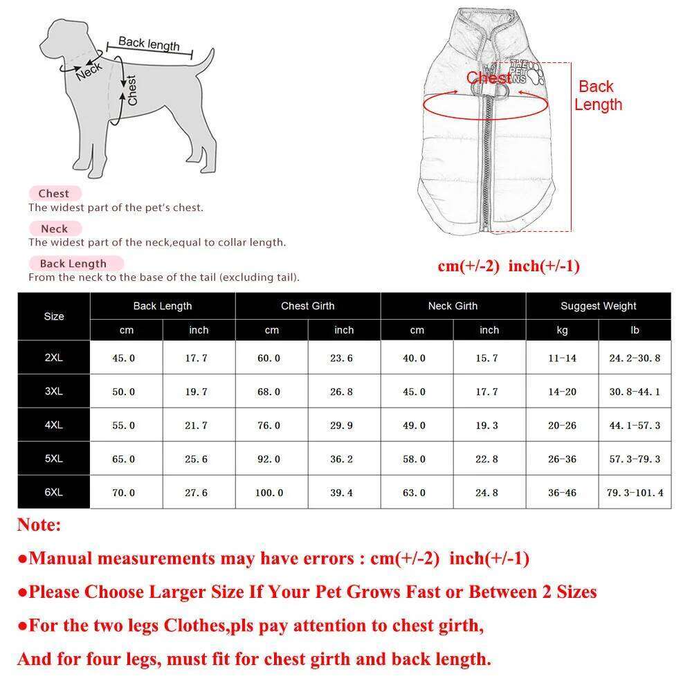 Big Pet Dog Jacket For Small Large Dogs Cats Winter Windproof Coat Waterproof Puppy Clothes With D-ring Labrador Bulldog Costume