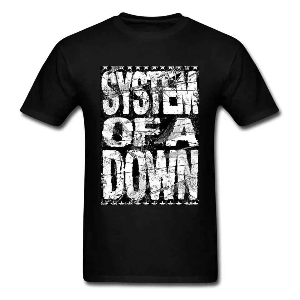 SYSTEM OF A DOWN Men T Shirt Letter Print Vintage Punk Short Sleeve T-shirts Black White Customized Top Tees Streetwear 260327