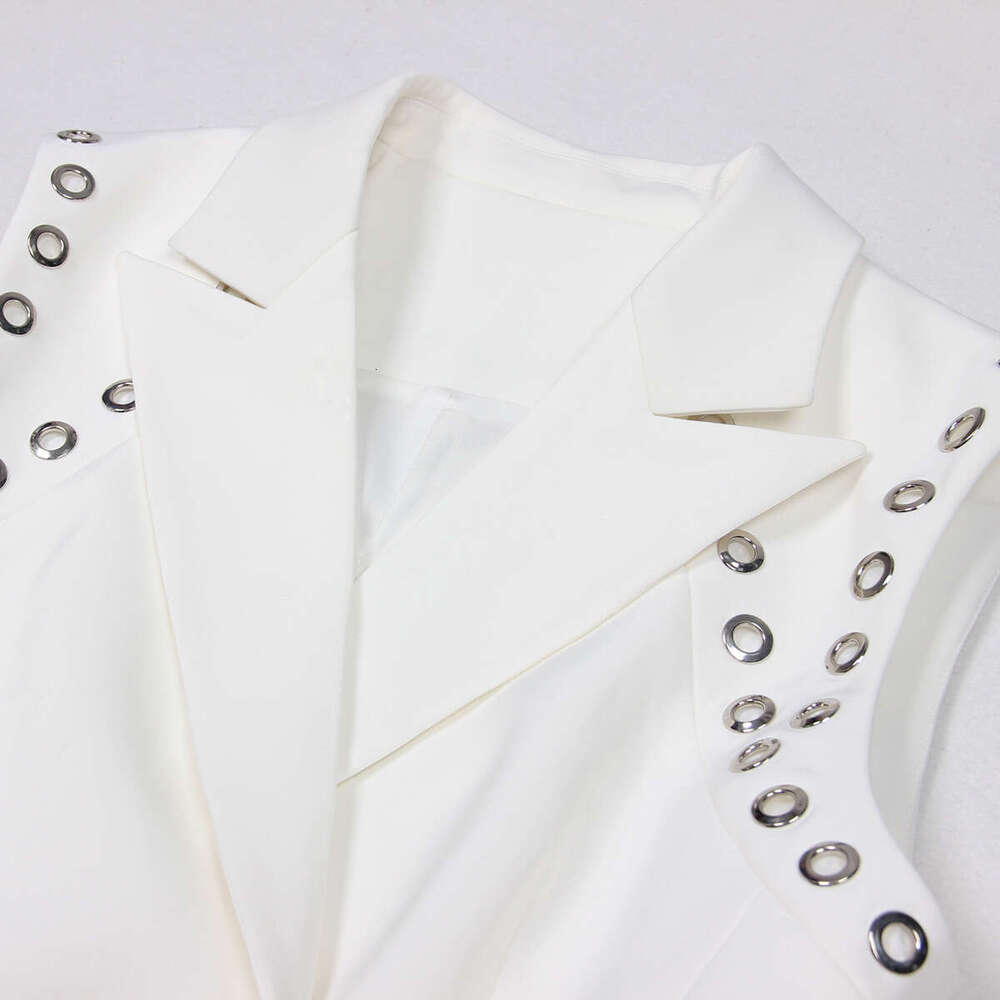 Summer new designer fashionable high-end perforated sleeveless A9 slim fit elegant commuting suit dress