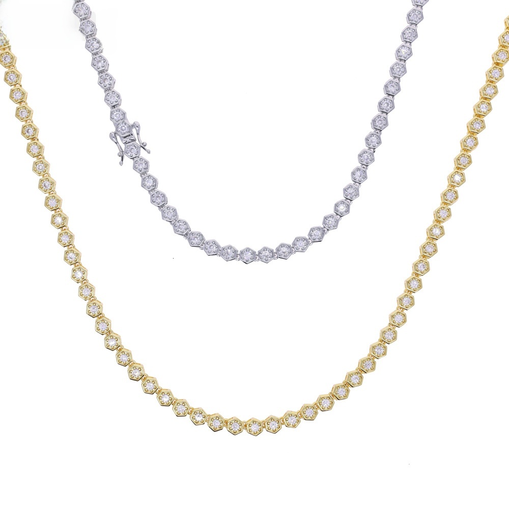 European American Fashion Geometric Zircon Necklace Fashionable Women's Accessories For Women Simple And Versatile Full-Diamond Necklace Trendy J