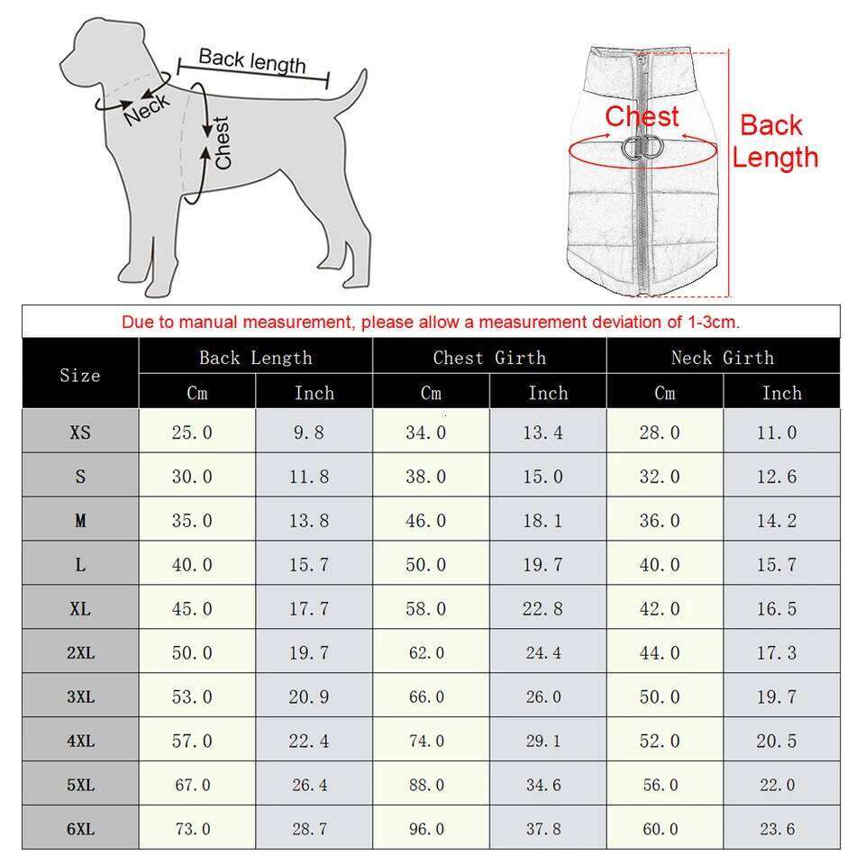 Waterproof Pet Dog Coat Vest For Small Large Dogs Winter Warm Puppy Clothes with D-ring Kitten Costume Golden Retriever Jacket