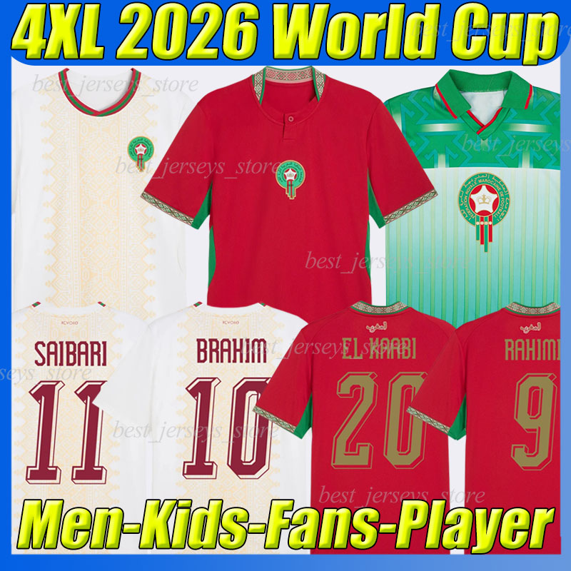 4XL 2026 Morocco EL KAABI soccer jerseys BRAHIM RAHIMI SAIBARI OUNAHI EL KHANNOUSS EZZALZOULI TALBI TARGHALLINE EL AYNAOUI HAKIMI retro football shirt 1994 95