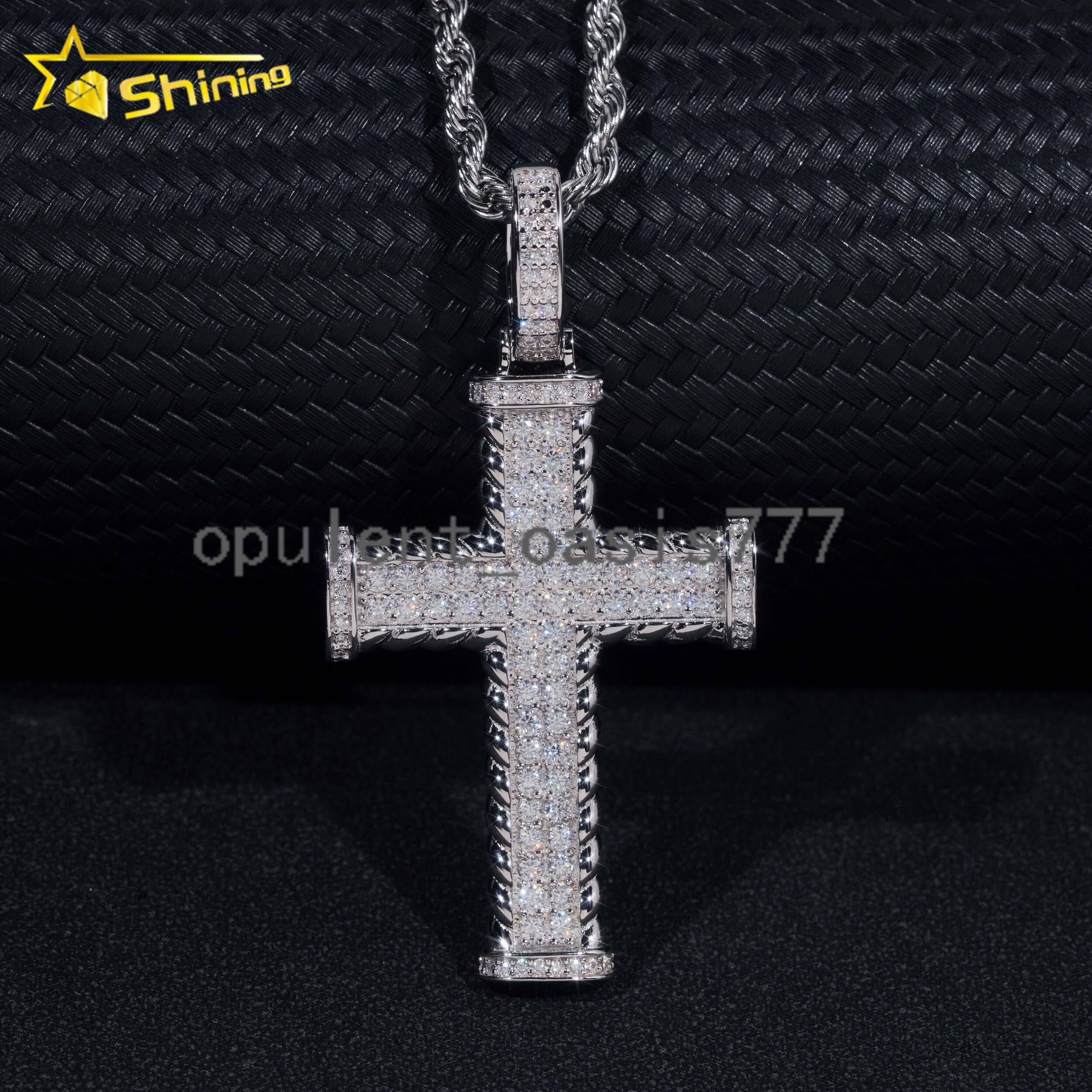 Wholesale Price GRA Certificate 925 Sterling Silver Gold Plated Hip Hop Moissanite Cross Pendant Men Fine Jewelry Charm Pendant