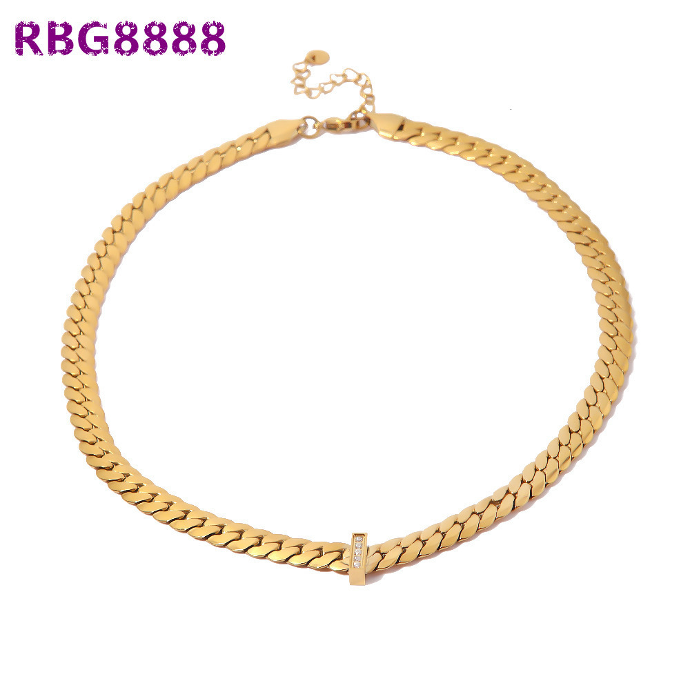 18K Gold Plated Titanium Stainless Steel Waterproof Jewelry Moissanite Cuban Link Chain Hip Hop Necklace