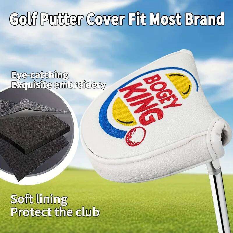 BOGEY KING logo cover, available in white/black, putting golf accessories, magnetic closure, stylish, durable 26Y0330