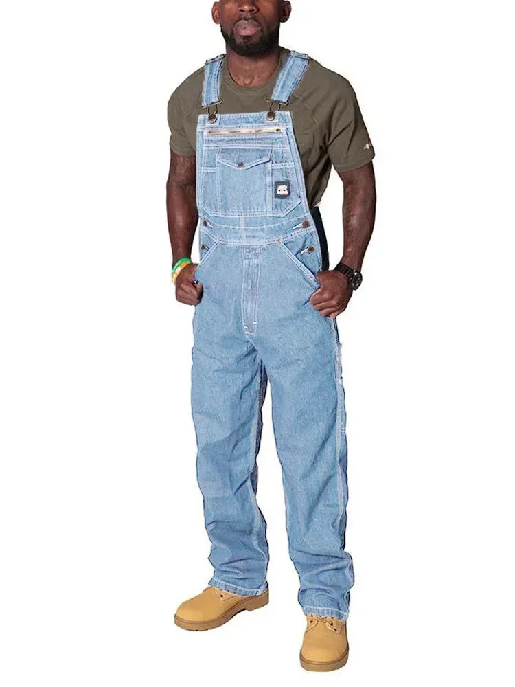 Mens Cargo Trousers Solid Jeans Overalls for Men Fashion Denim Jumpsuits Oversized Pants Men Clothing Full Length Tracksuit 260326