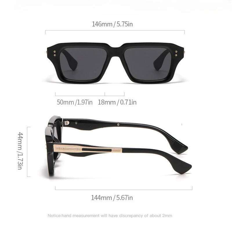 New Square Frame Metal Sunglasses for Men Stylish Retro Street Style Shades Travel Outdoor Sports UV Protection Goggles 26Y0330