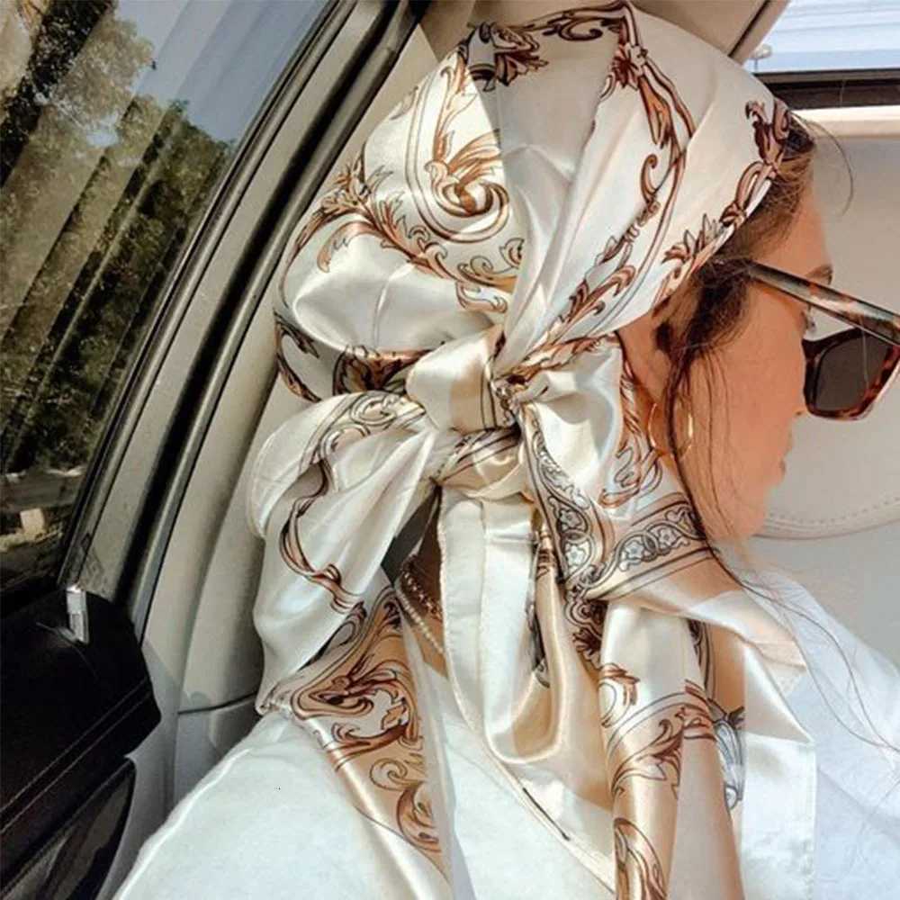1PC Square Scarf with Leopard Print and Color Block Design - Versatile Satin Scarf Head Scarf Multi-purpose Silk-like Scarf Z260330