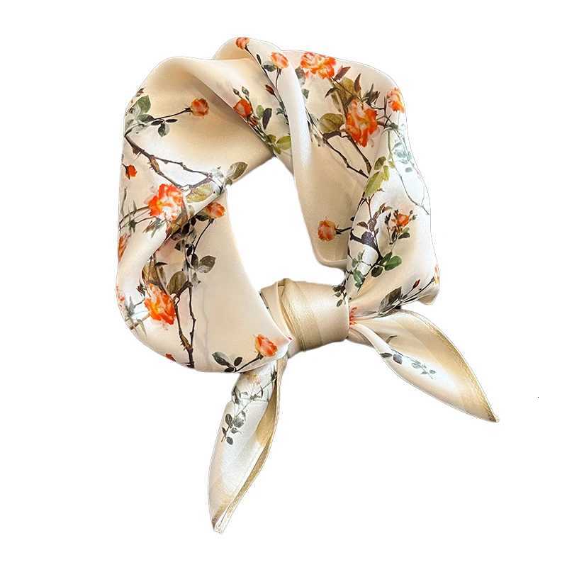 100 Silk Scarf Plum Blossom Pattern Square Scarves for Women Wrap Kerchief Mulberry Silk Bandana Fashion Luxury Headband Hijab Z260330