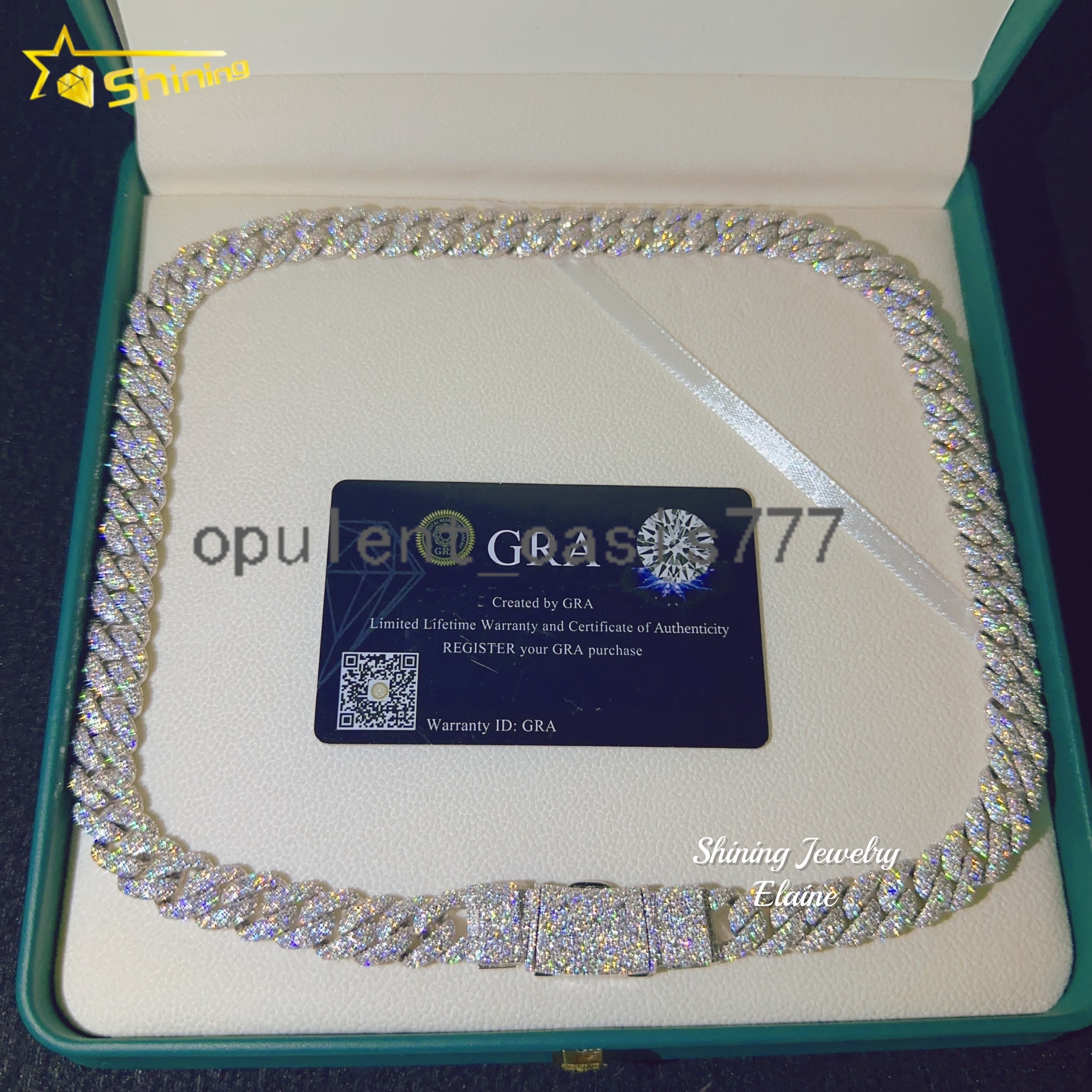 Wholesale Price 12MM Necklace 925 Sterling Silver Iced Out Hip Hop VVS Moissanite Diamond Cuban Bracelet Link Chain