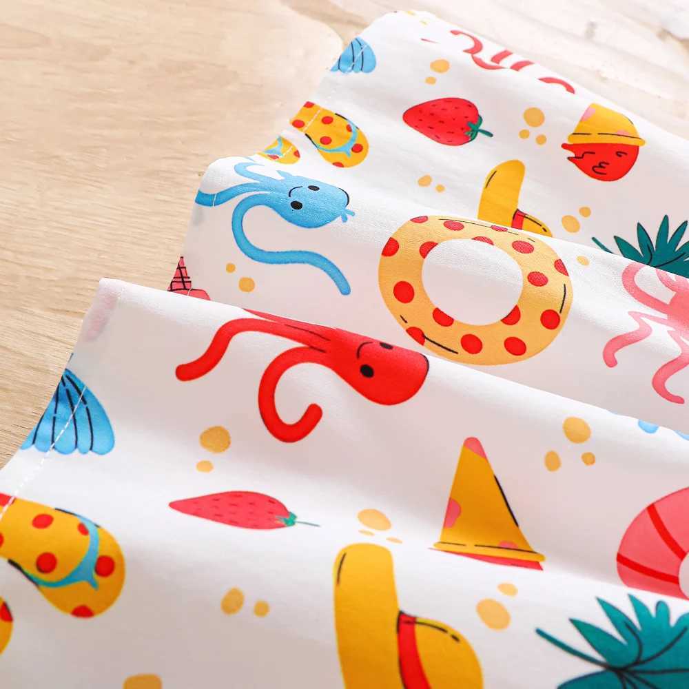 Girls summer vacation style printed casual dressT260330
