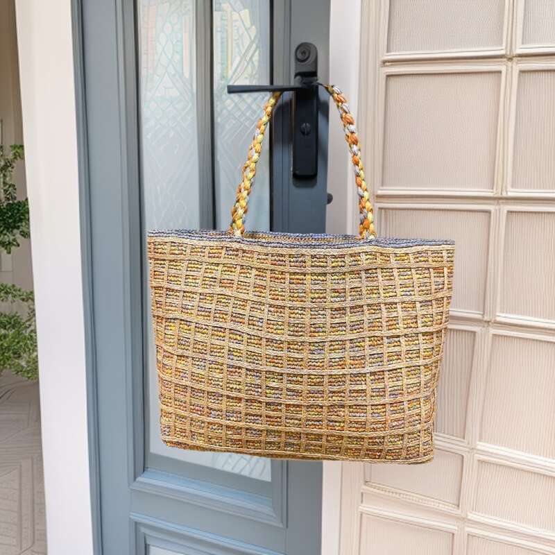 Totebag Shoulder ROSE NOIRE High Quality Hand Woven Raffia For Women Large Capacity Colorful Tote Handbag Shoulder Bag Vacation Beach