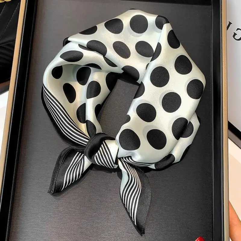 Luxury Square Scarf Women 2025 Dot Print Small Bandana Hair Headscarf Ladies Neckscarf Soft Satin Scarves Shawls Wraps Z260330