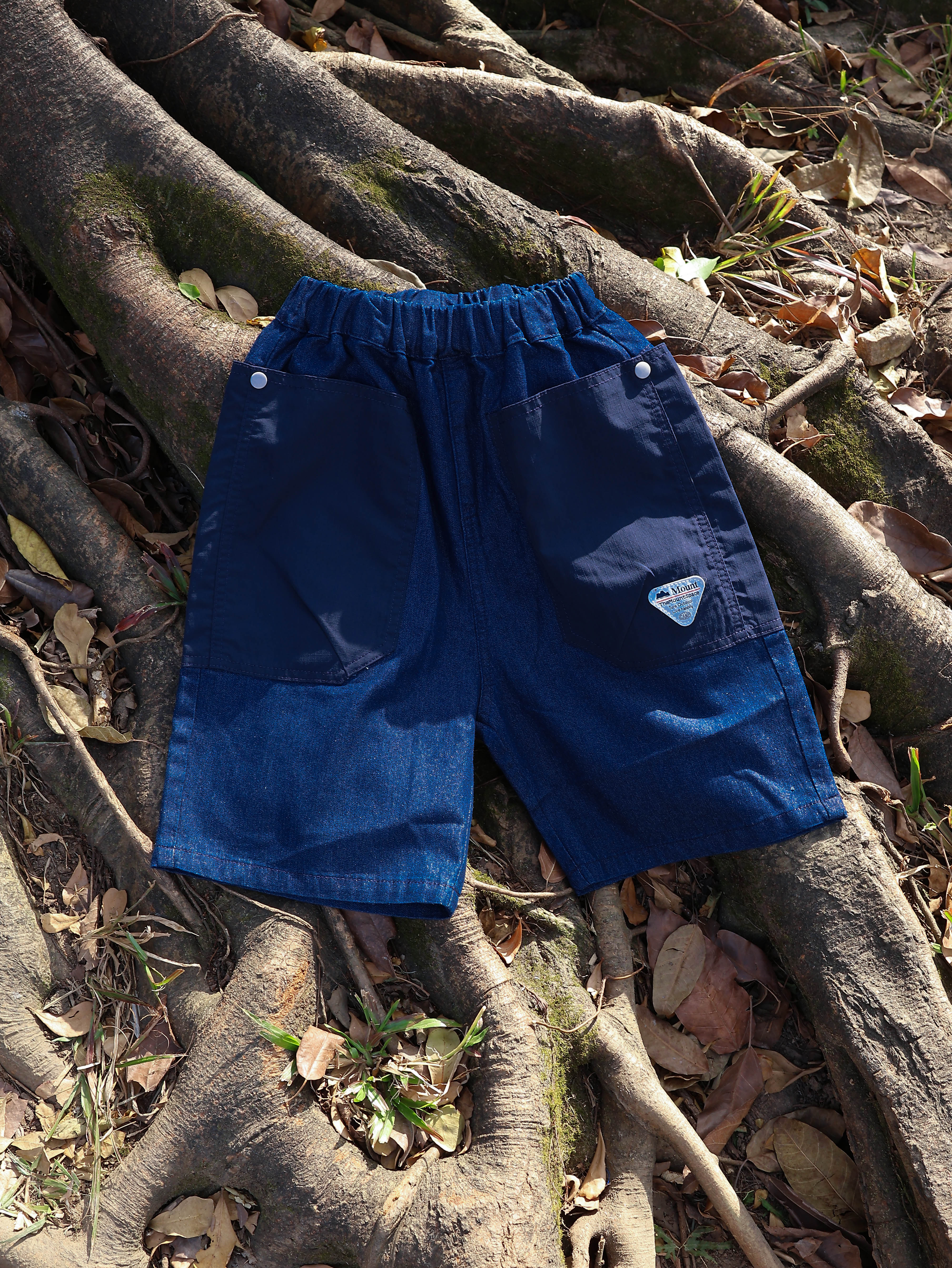 Shorts Kids Mountain Style Pocket Patchwork Denim Shorts Casual Outdoor Utility Shorts 26DX4175