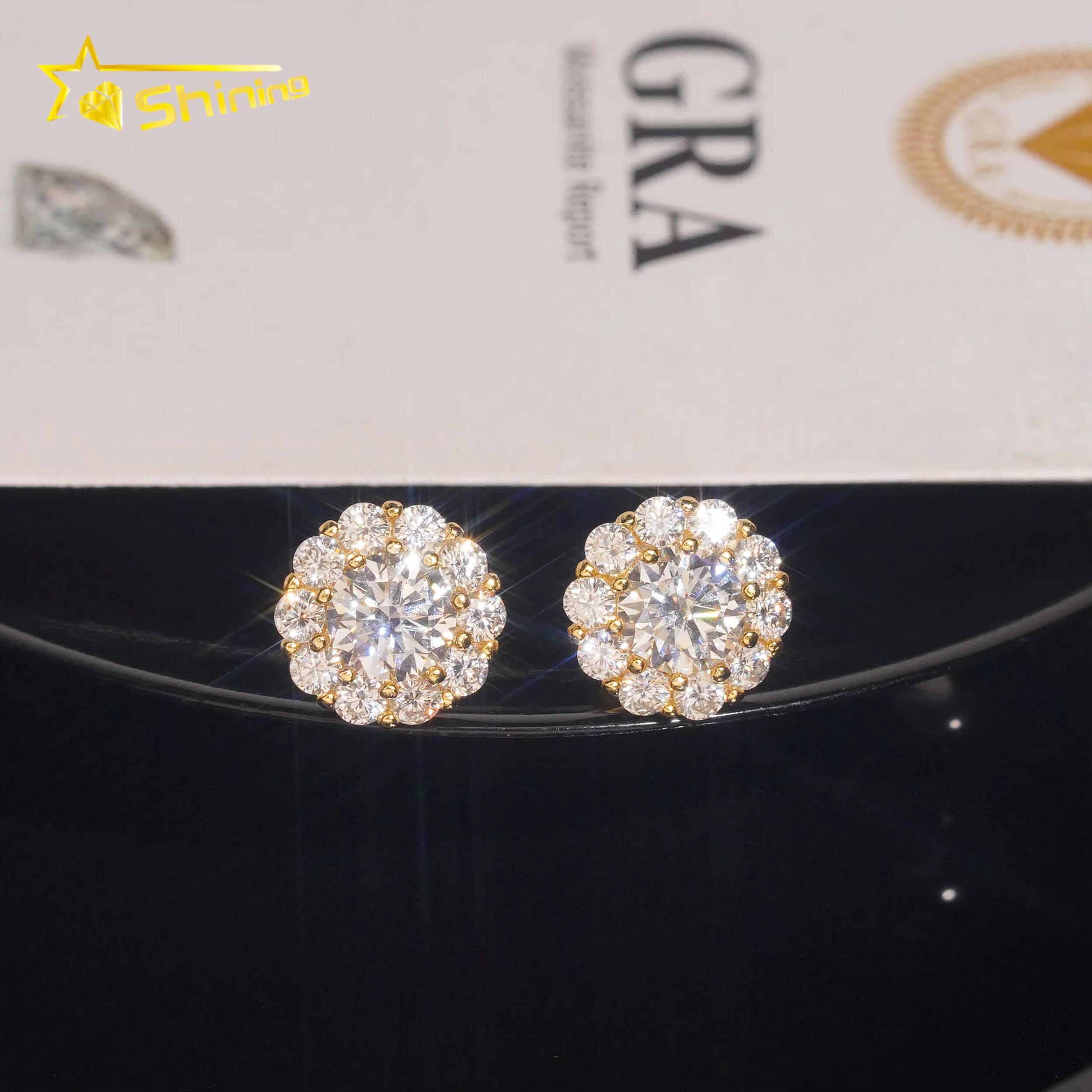 USA Local Stock Fast Ready Design S925 Sterling Silver Iced Out Earrings VVS Moissanite Diamond Screw Back Earring Stud