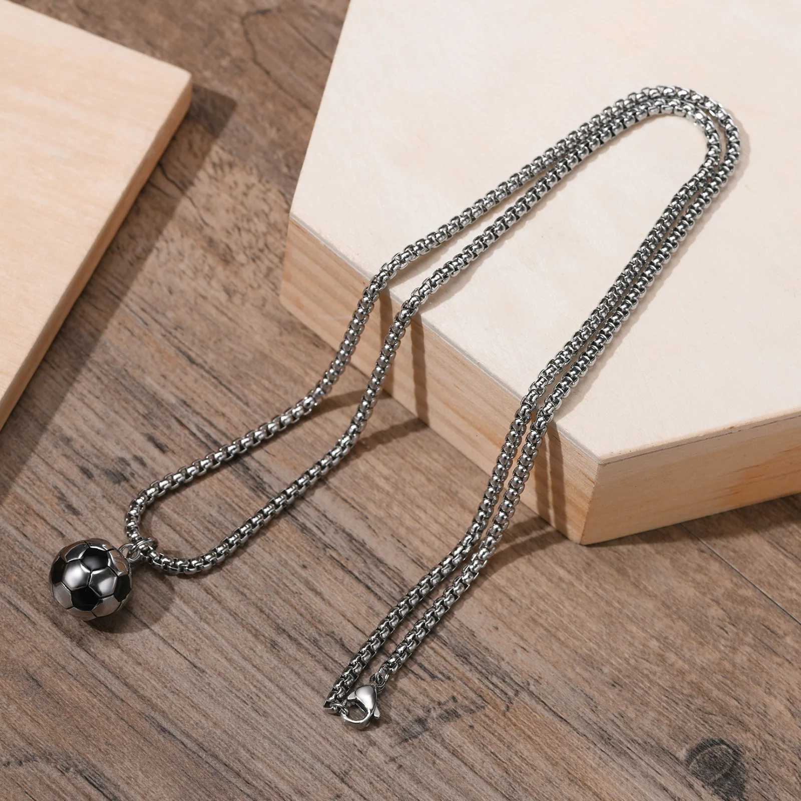 Stainless Steel 3D Football Necklaces for Mens BoysSolid Ball Stainless Steel Pendant NecklacesWorld Cup Football Fan Gifts Z260330