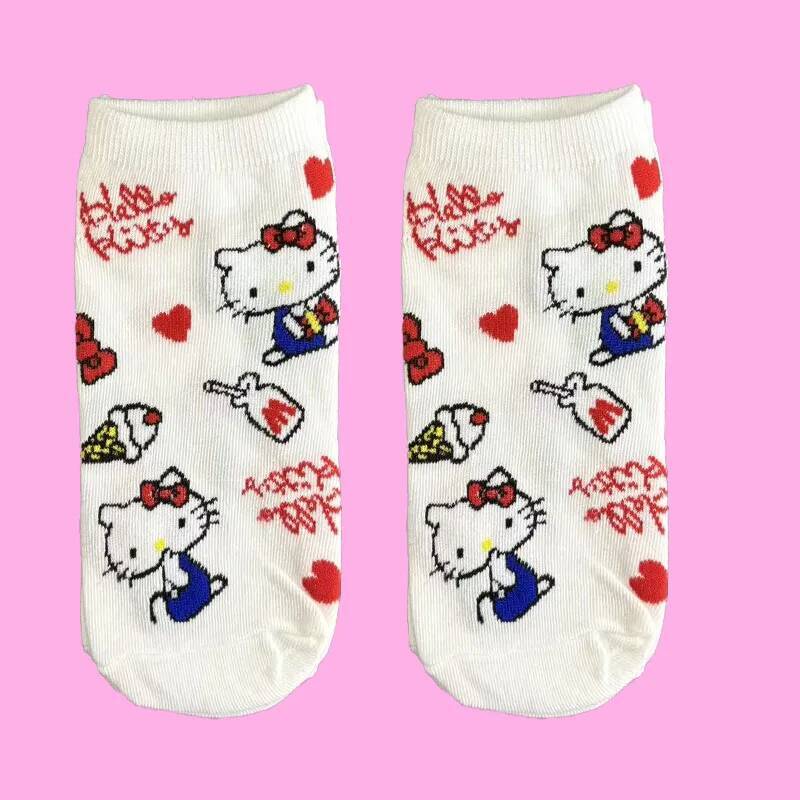 Designer 1/5 Pairs Of Sanrio Hello Kitty Cartoon Anime Cute Mid-Calf Socks For Women