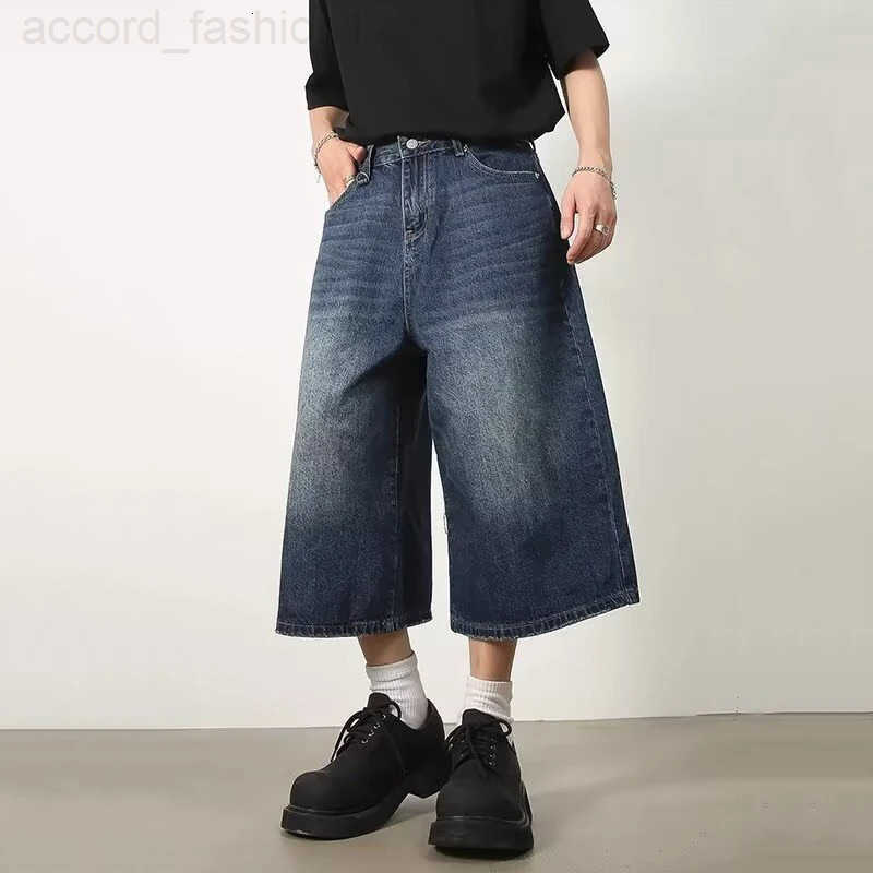 Vintage Y2k Baggy Denim Shorts Wide Leg Pants For WomenMen Fashion High Waisted Wash Knee Length Jeans Shorts Oversize Pants H260330