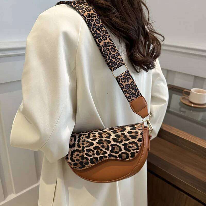 Wide Strap Leopard Print Crossbody Bags Women Fashion Shoulder Bag For Daily Used Versatile Ladies Handbags QIBALIANGPIN