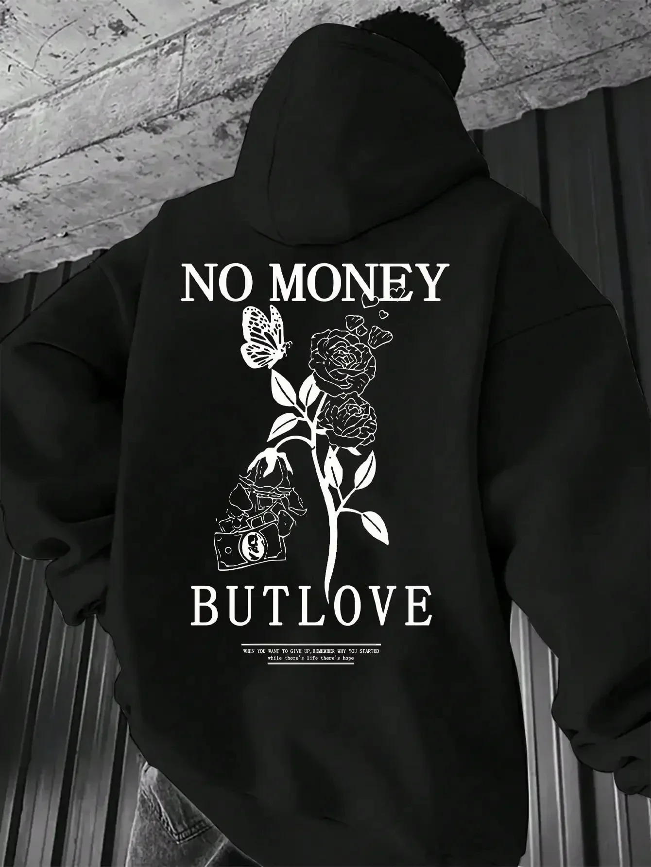 2026 loose mens floral letter print hooded fleece sweatshirt spring and autumn comfortable and versatile pullover 260330