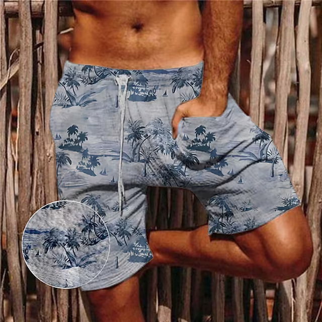 Elegant Men's Lightweight Short Swimsuits Featuring a Retro Look