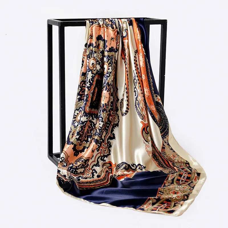 90cm Square Shawls Women Hijab Scarf For Hair Fashion Print Kerchief Neck Scarves Female Silk Satin Bag Scarfs For Ladies Banada Z260330