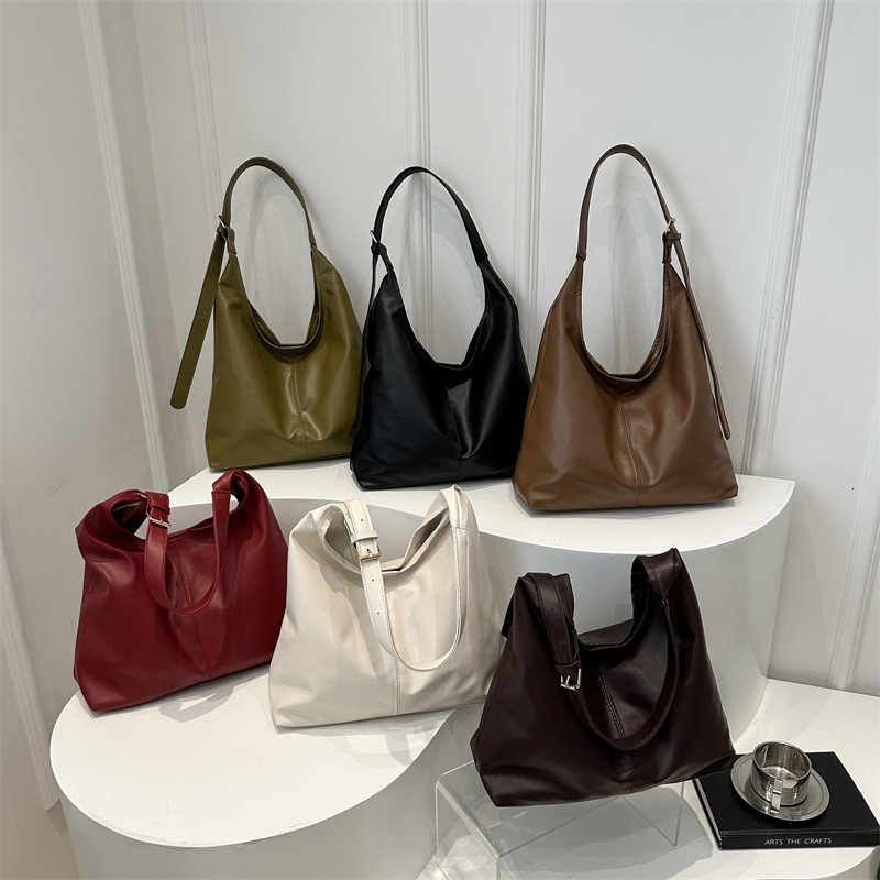 Free Shipping High Value Large-capacity commuter new winter popular 2026 solid color simple textured casual shoulder underarm tote bag for women