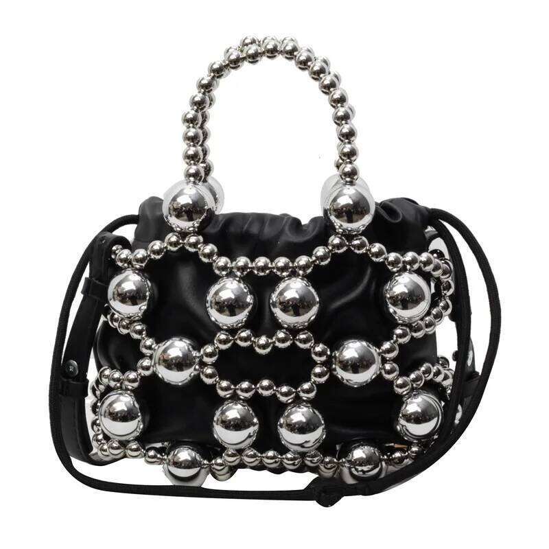 Chinese Embroidery Luxury Beaded Handbags Hollow Woven Pearls Bags For Women Fashion Drawstring Shoulder Lady Evening Bag Party Wedding Clutch