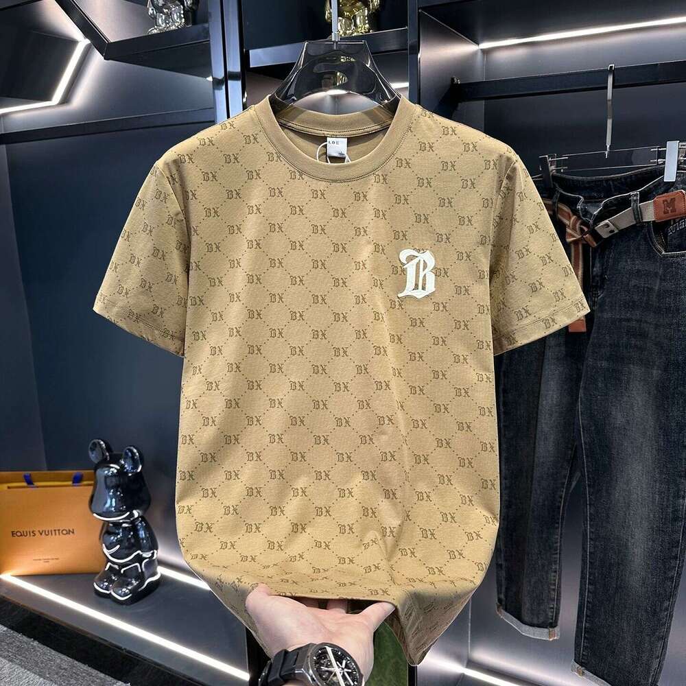 T Shirt Mens Designer Men Summer New European Style Embroidered Round Neck Short T Shirt For Men Trendy Brand Ice Silk Half Sleeve Casual Tee Shirt