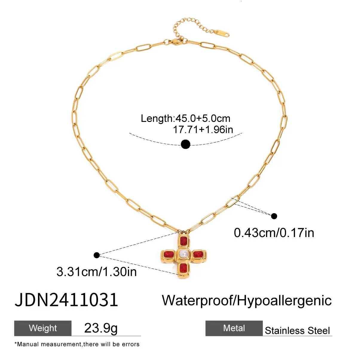 Delicate Colorful Bling Pendant Cubic Zirconia Jewelry Cross Stainless Steel Luxury Necklace High-Grade Fashion Shiny
