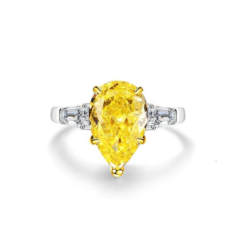 Ring Designer Exquisite Flower Shaped Zircon Ring For Women High Carbon Diamond Radiant Ice Cut Zircon Wood Color Style Pure Silver Emerald Ring Luxur